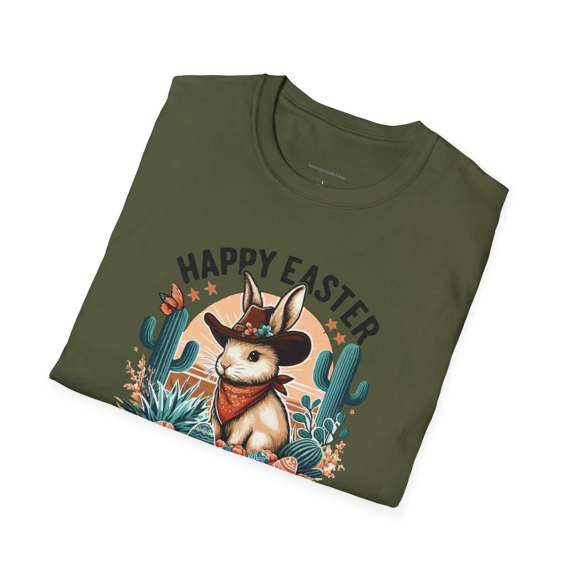 Easter T-shirt, Bunny Cowboy Tee, Easter Cowboy, Softstyle T-Shirt - SmorgeousByGina
