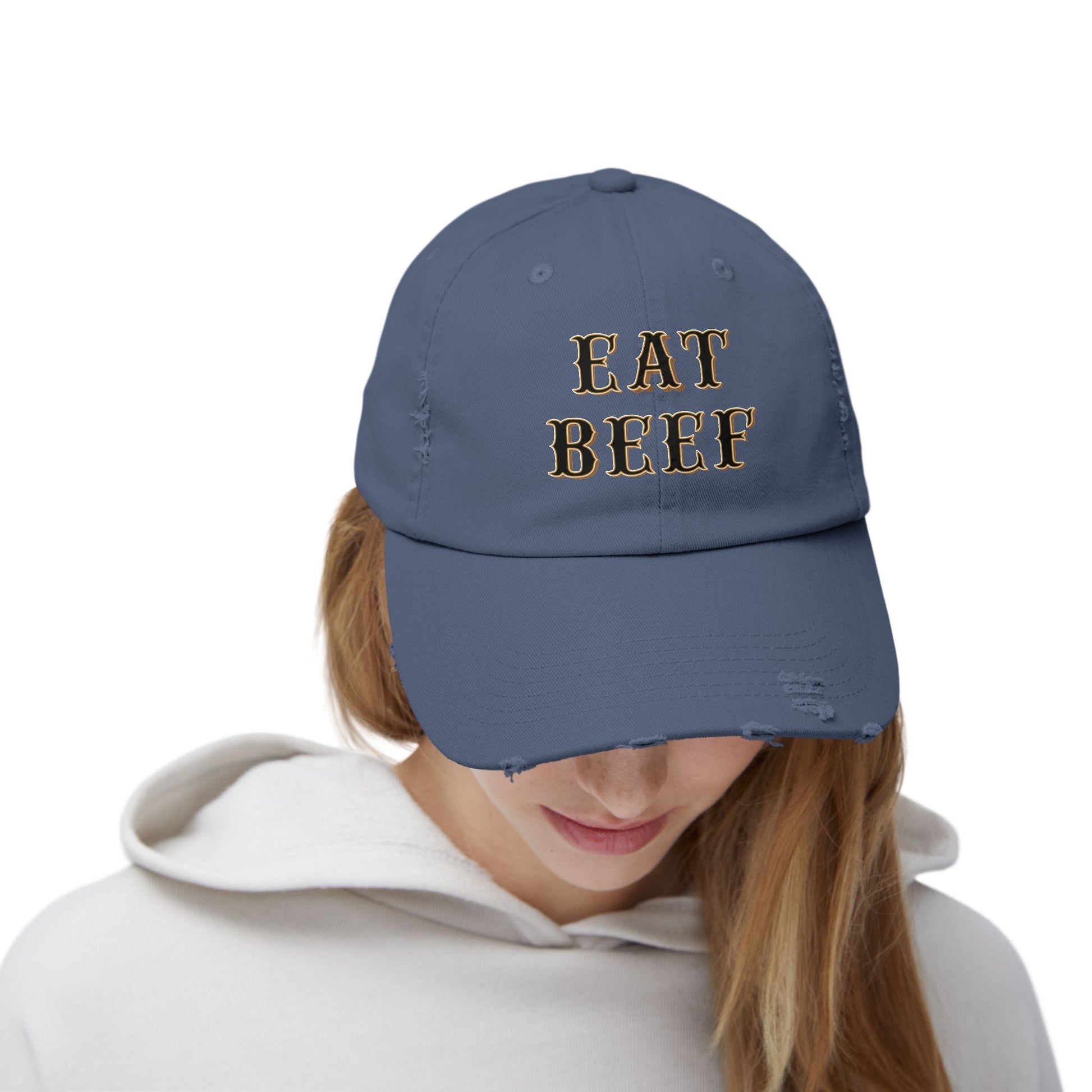 Eat Beef Unisex Distressed Cap - SmorgeousByGina
