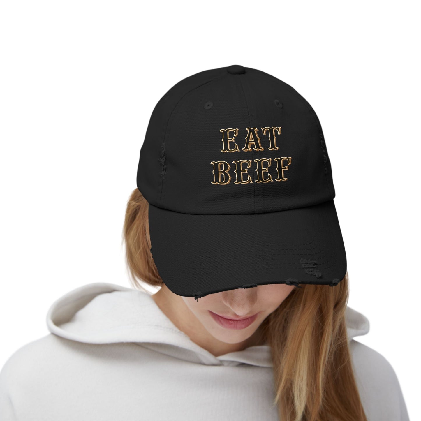 Eat Beef Unisex Distressed Cap - SmorgeousByGina