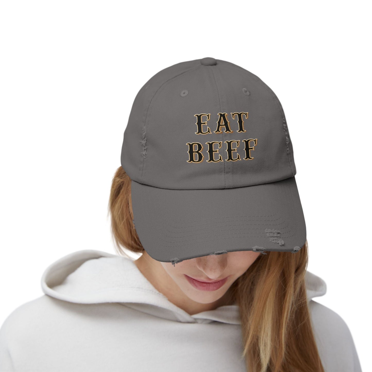 Eat Beef Unisex Distressed Cap - SmorgeousByGina