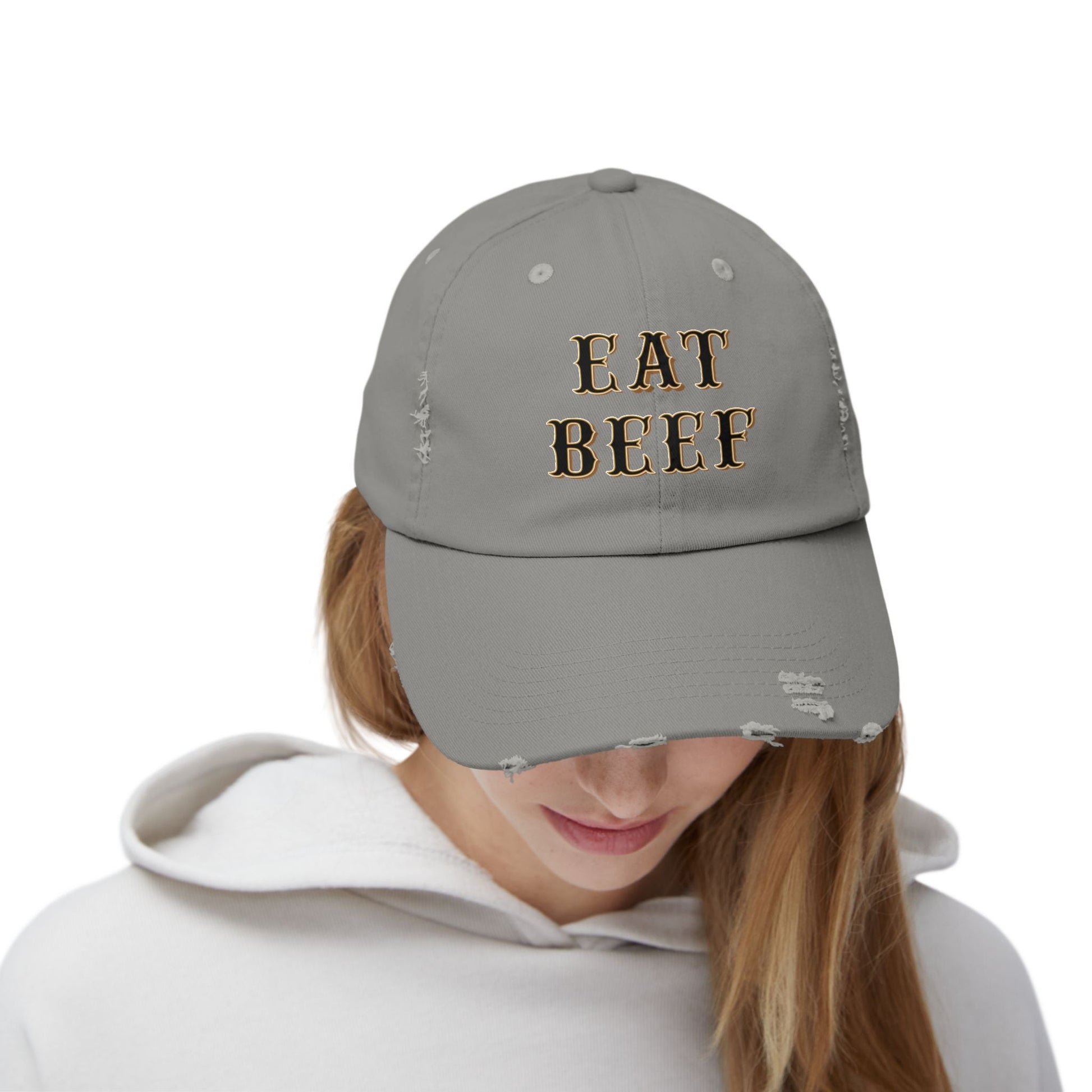 Eat Beef Unisex Distressed Cap - SmorgeousByGina