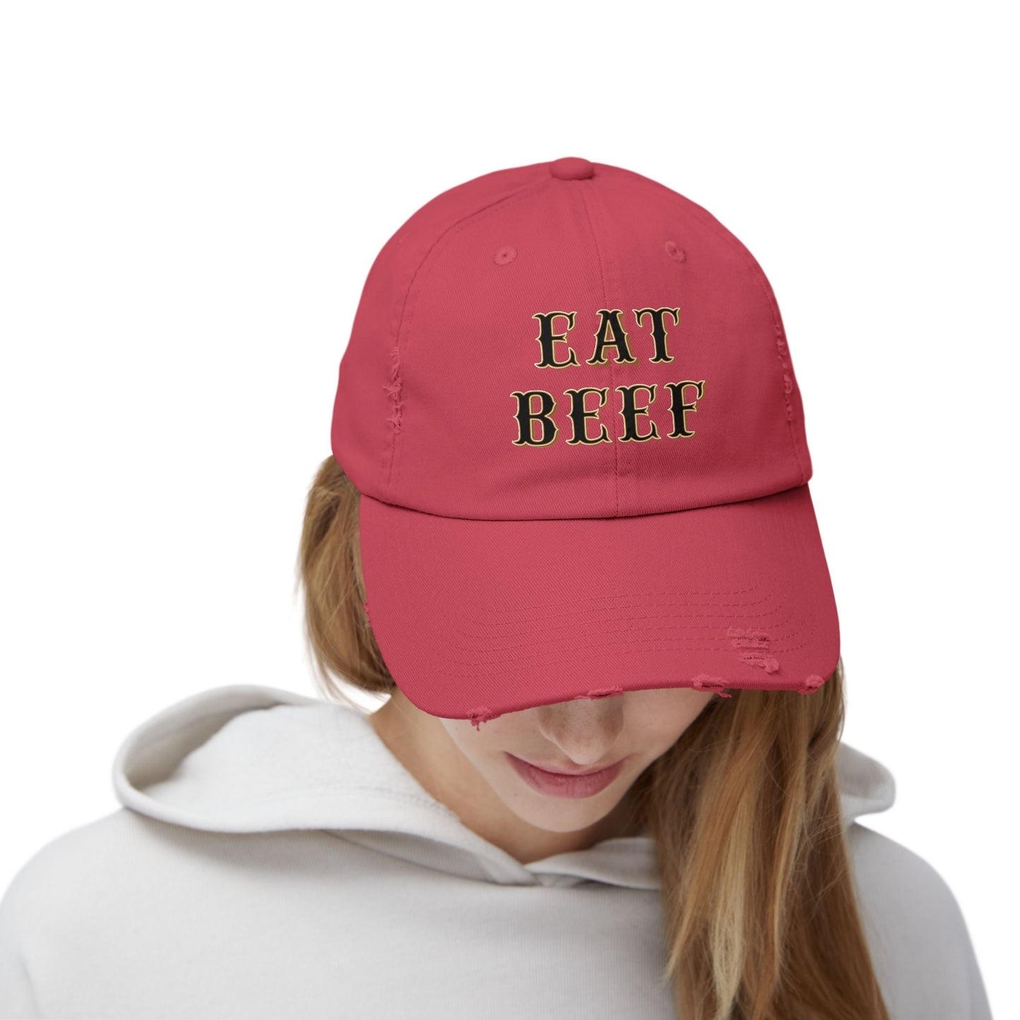 Eat Beef Unisex Distressed Cap - SmorgeousByGina