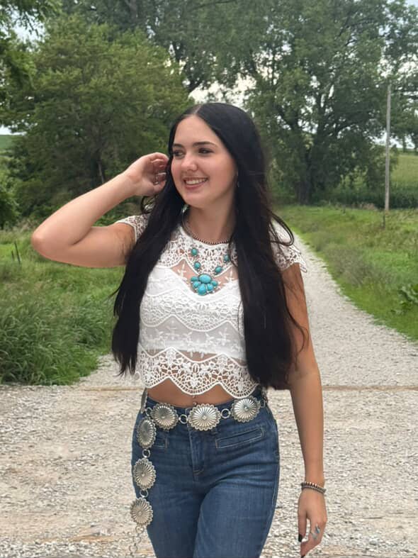 Faux Turquoise Squash Blossom and Earring Set - 18 inch necklace