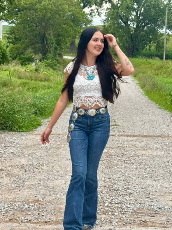 Faux Turquoise Squash Blossom and Earring Set - 18 inch necklace