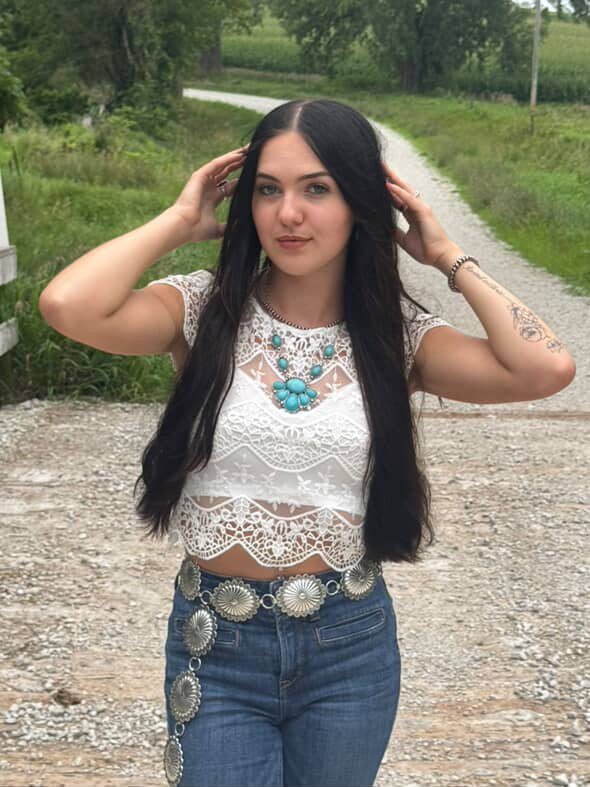 Faux Turquoise Squash Blossom and Earring Set - 18 inch necklace