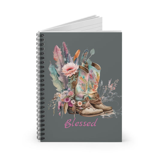 Feathers & Boots Spiral Notebook - Ruled Line - SmorgeousByGina