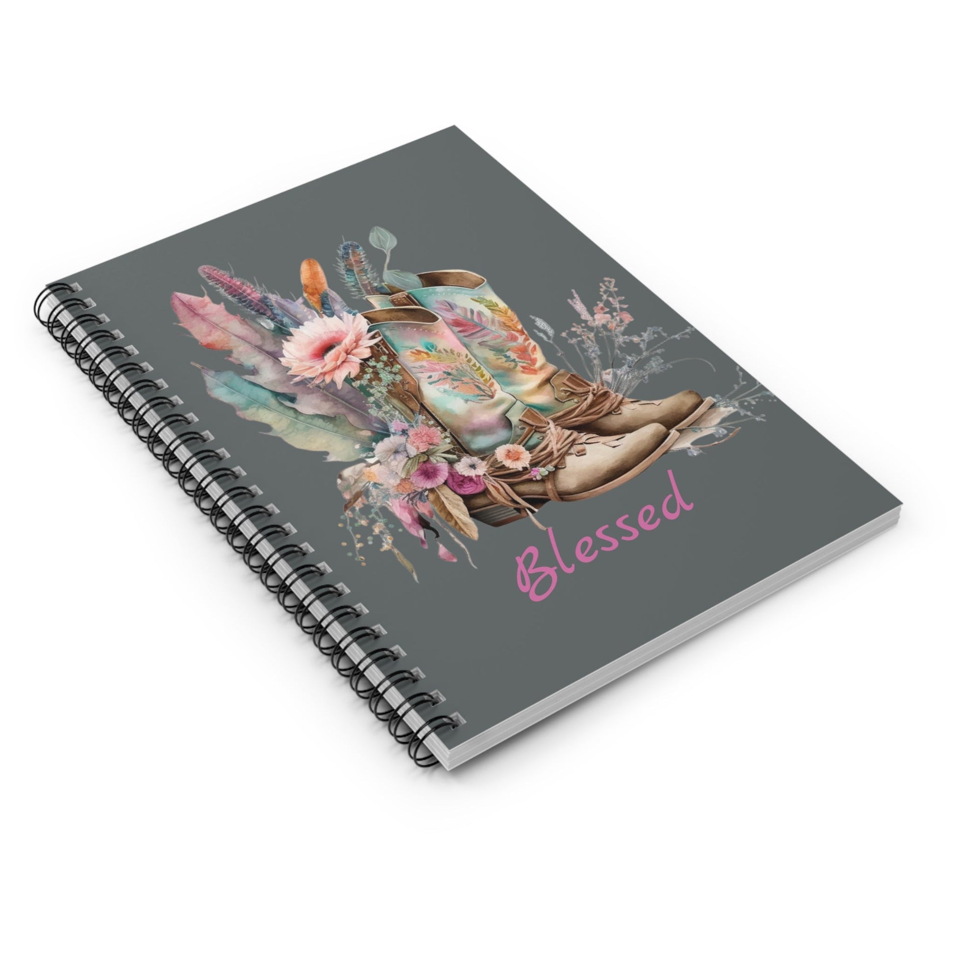 Feathers & Boots Spiral Notebook - Ruled Line - SmorgeousByGina