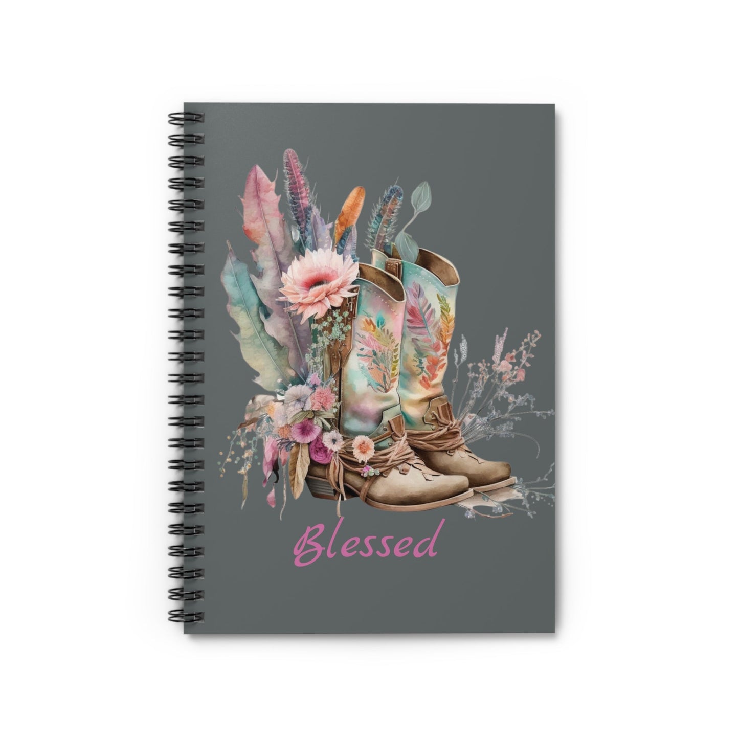 Feathers & Boots Spiral Notebook - Ruled Line - SmorgeousByGina