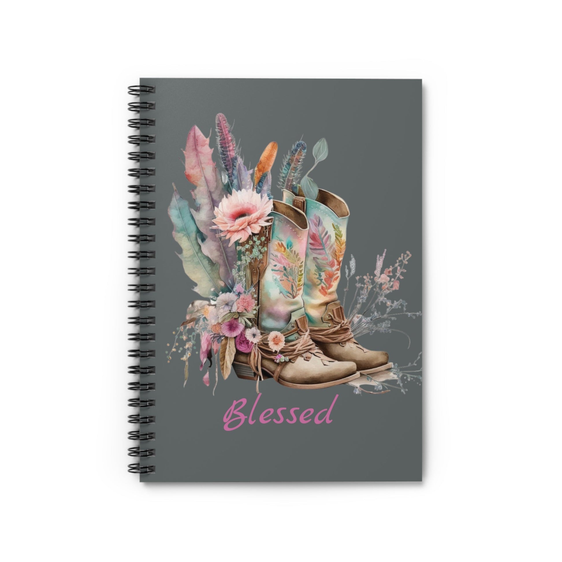 Feathers & Boots Spiral Notebook - Ruled Line - SmorgeousByGina