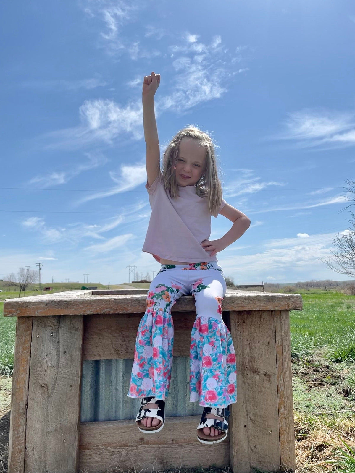 Girls Floral Bell Bottom Pants | Wildflower Retro Flares
