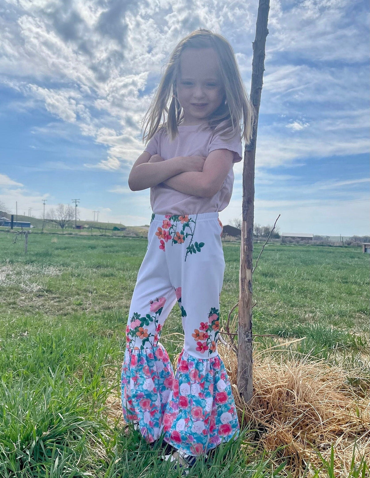 Girls Floral Bell Bottom Pants | Wildflower Retro Flares