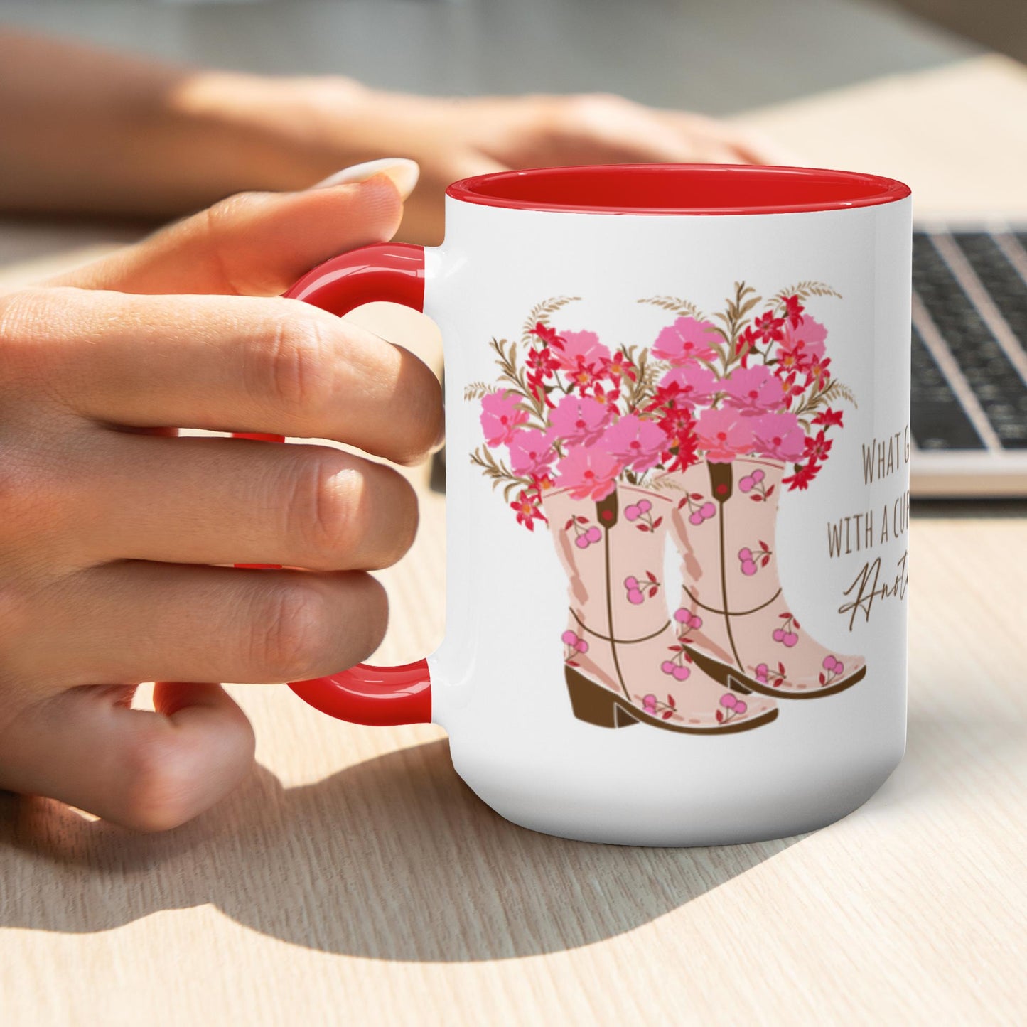 Floral Cowboy Boots Accent Mugs
