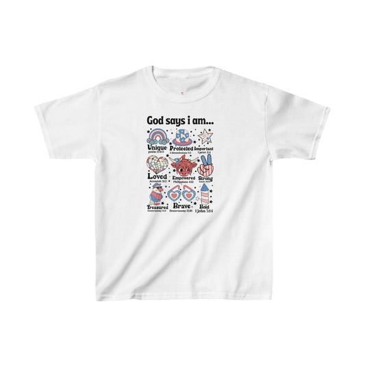 God Says I Am Tee, Kids Heavy Cotton™ Tee - SmorgeousByGina