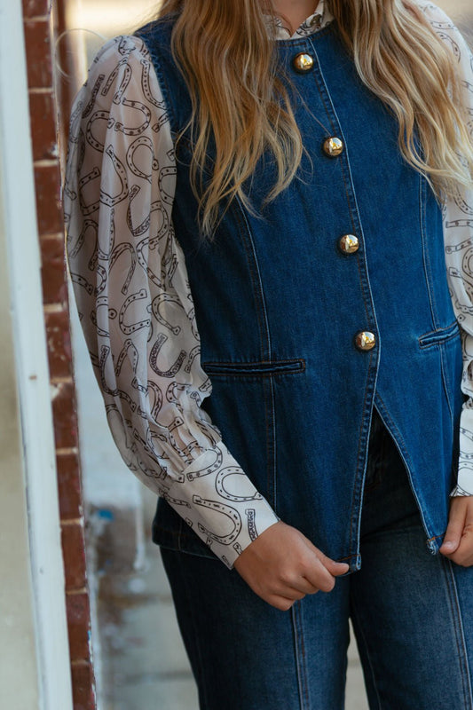 Gold Rush Button Denim Vest
