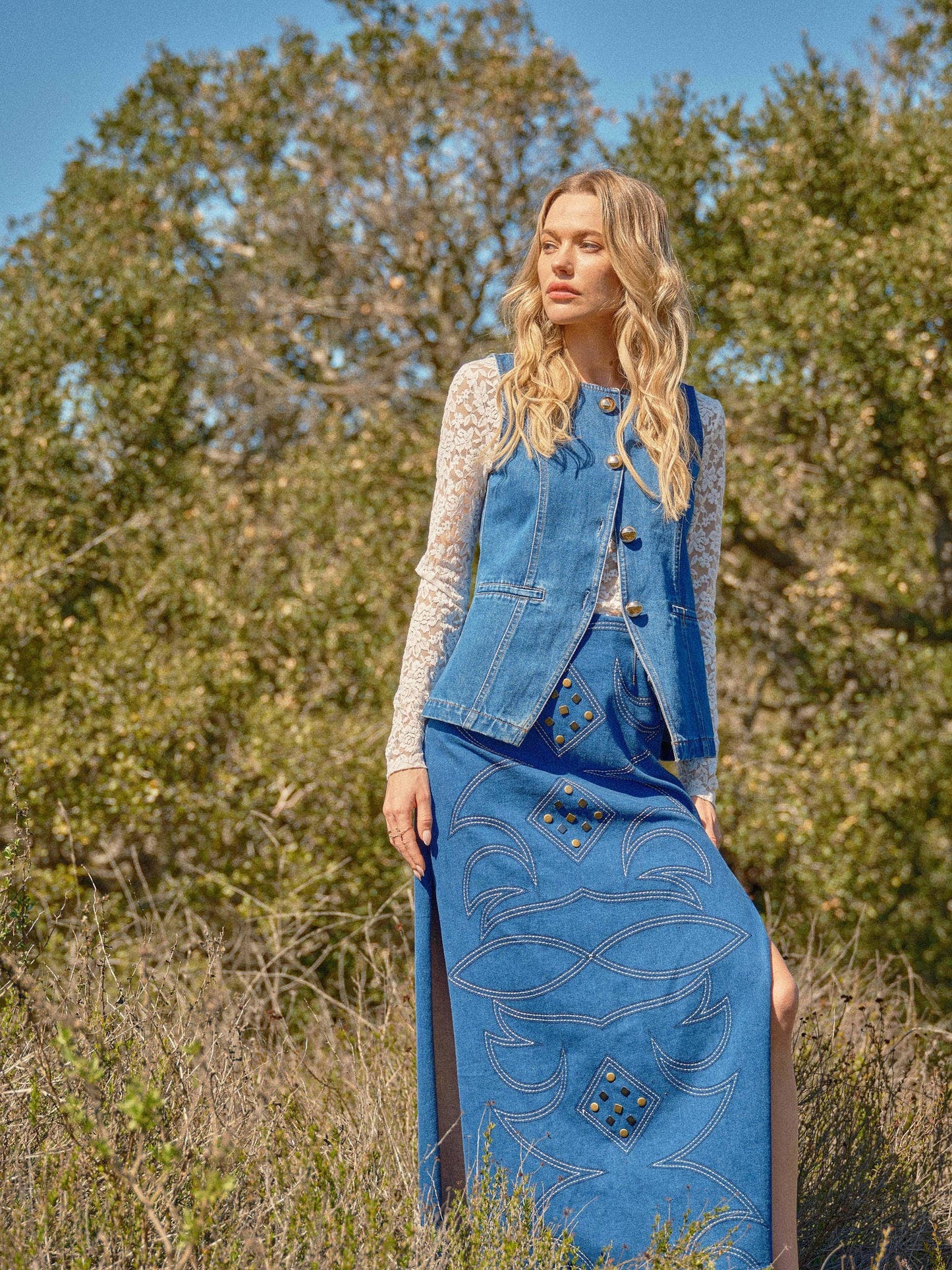 Gold Rush Button Denim Vest