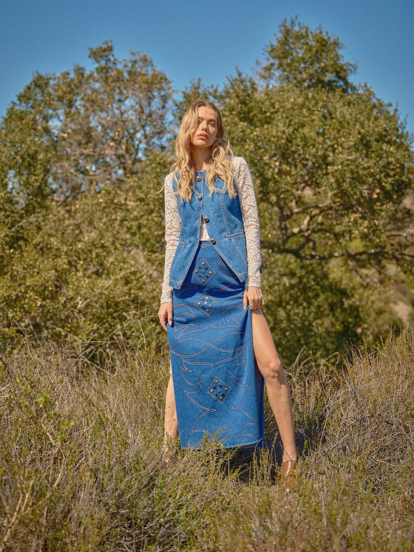 Gold Rush Button Denim Vest