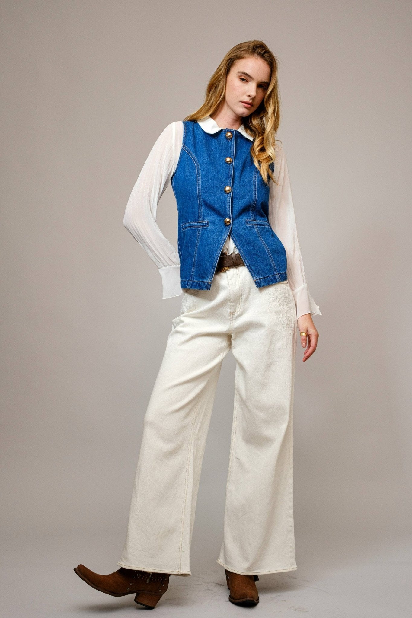 Gold Rush Button Denim Vest