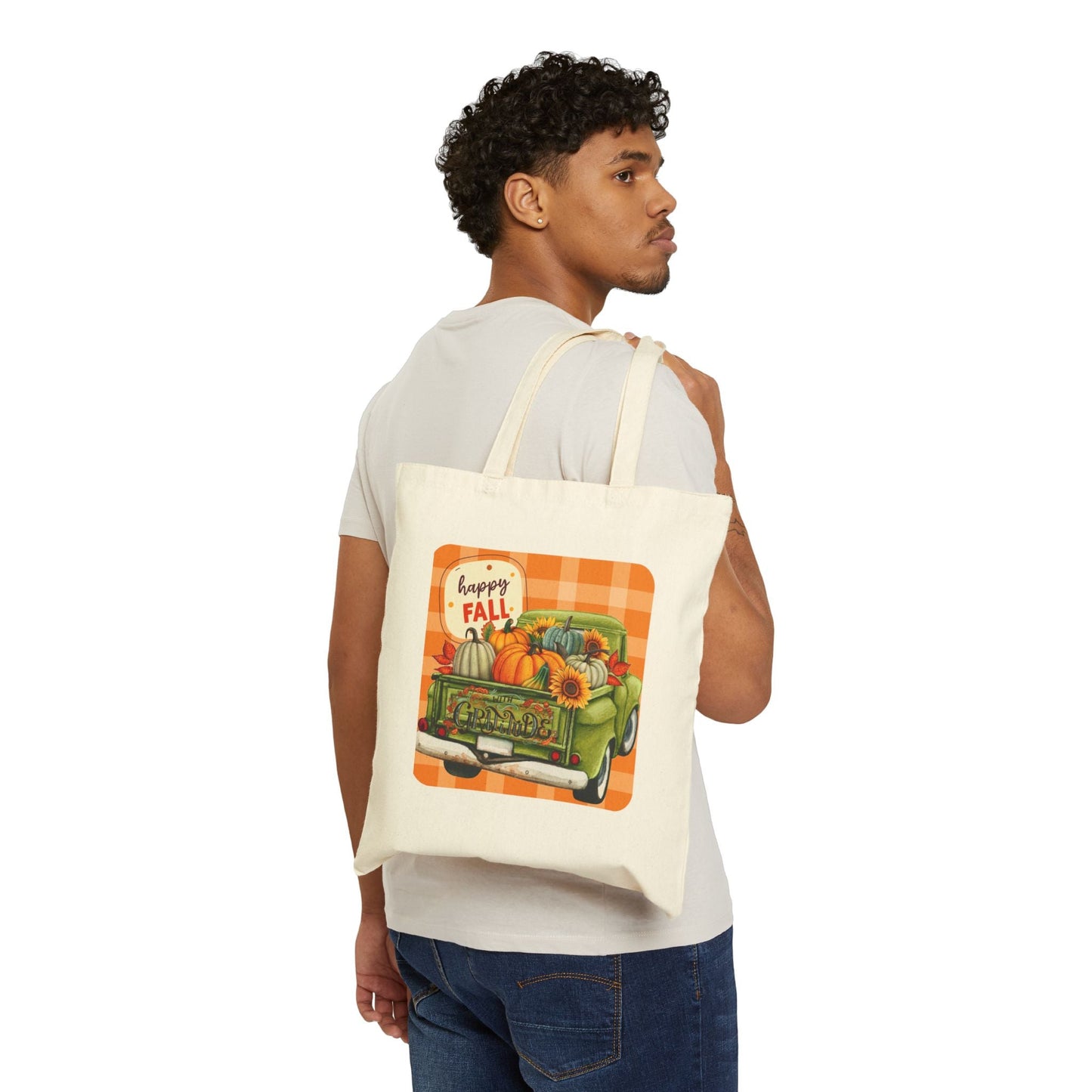 Happy Fall Cotton Canvas Tote Bag - SmorgeousByGina