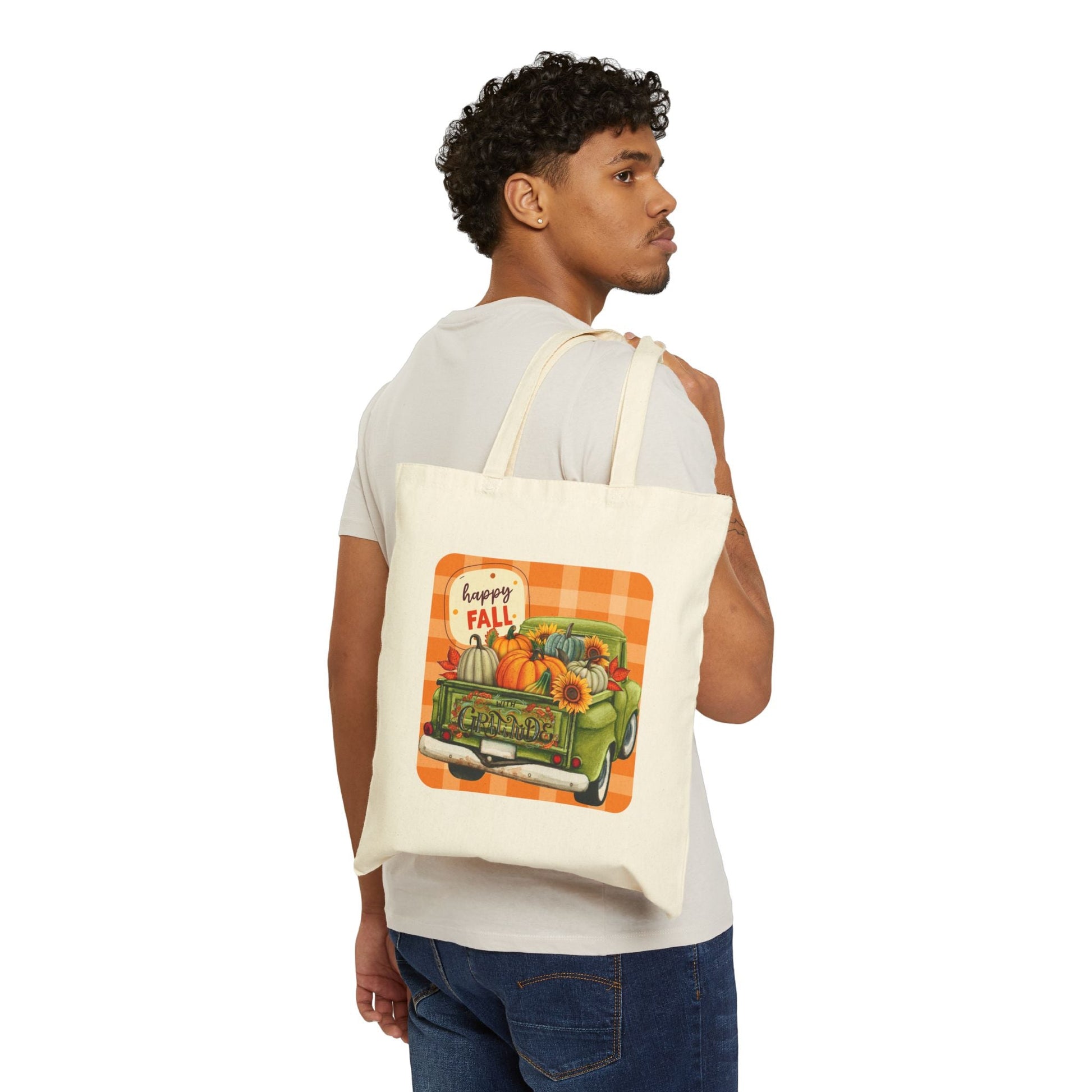 Happy Fall Cotton Canvas Tote Bag - SmorgeousByGina