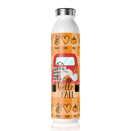 Hello Fall, Peace Love Fall, Slim Water Bottle - SmorgeousByGina