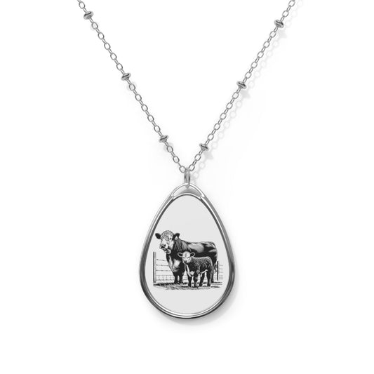 Hereford Cattle Necklace, Hereford Pendant, Beef, Love Cows, Oval Necklace - SmorgeousByGina