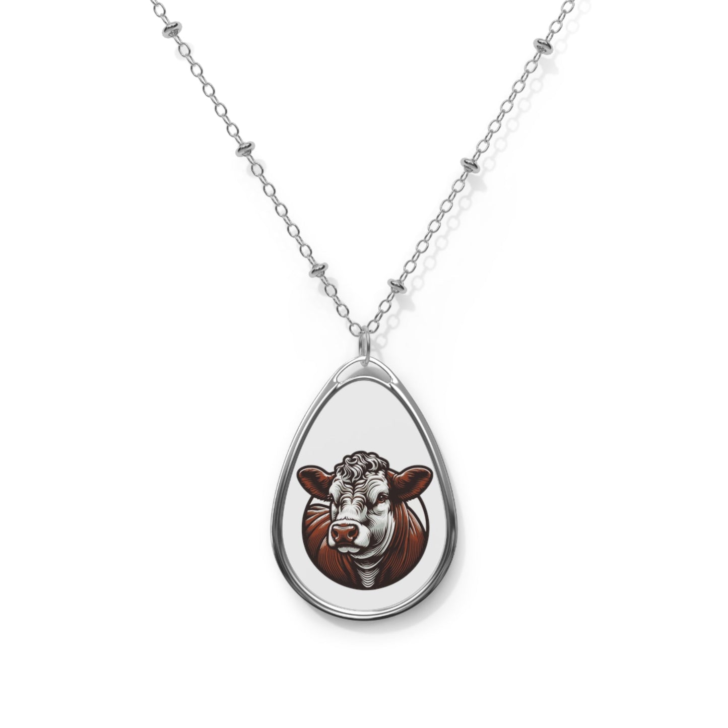 Hereford Pendant, Hereford Necklace, Eat Beef, Beef, Hereford, Western, Beef, Oval Necklace - SmorgeousByGina