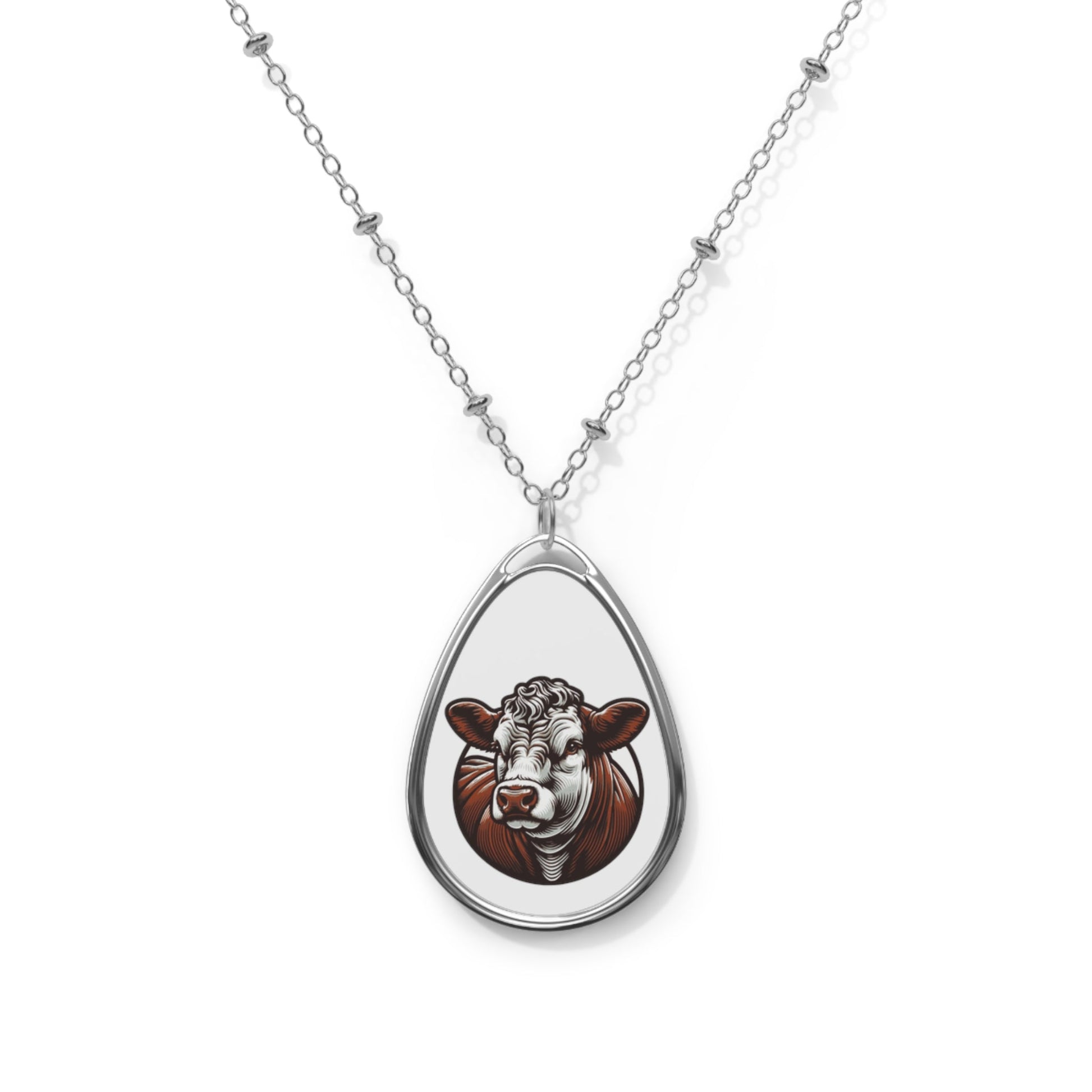 Hereford Pendant, Hereford Necklace, Eat Beef, Beef, Hereford, Western, Beef, Oval Necklace - SmorgeousByGina