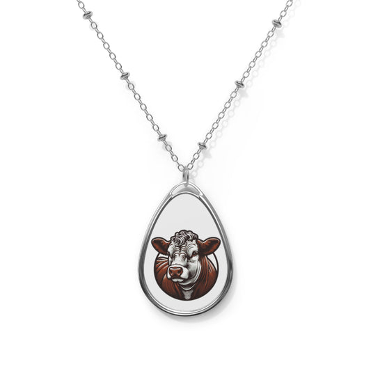 Hereford Pendant, Hereford Necklace, Eat Beef, Beef, Hereford, Western, Beef, Oval Necklace - SmorgeousByGina