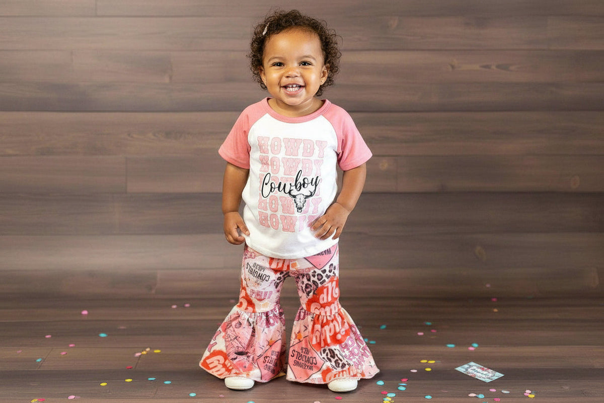 Girls' Howdy Cowboy Outfit - Western Bell Bottom Set