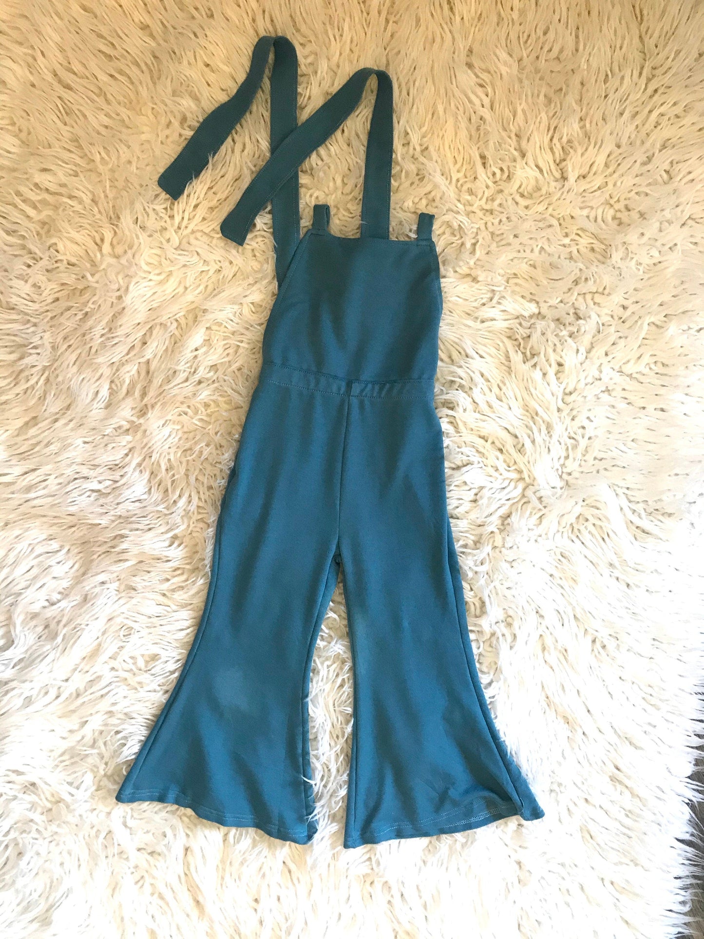 Toddler Girl Blue Jumpsuit: Serape Striped Overalls, Suspender Pants