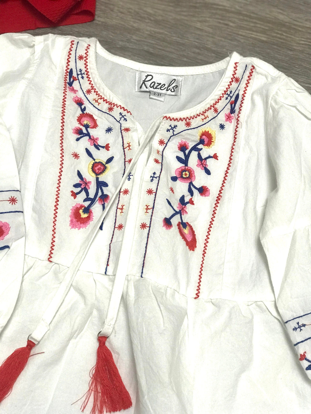 Girls Boho Embroidered Dress Tunic | Cotton Blend Boutique Dress