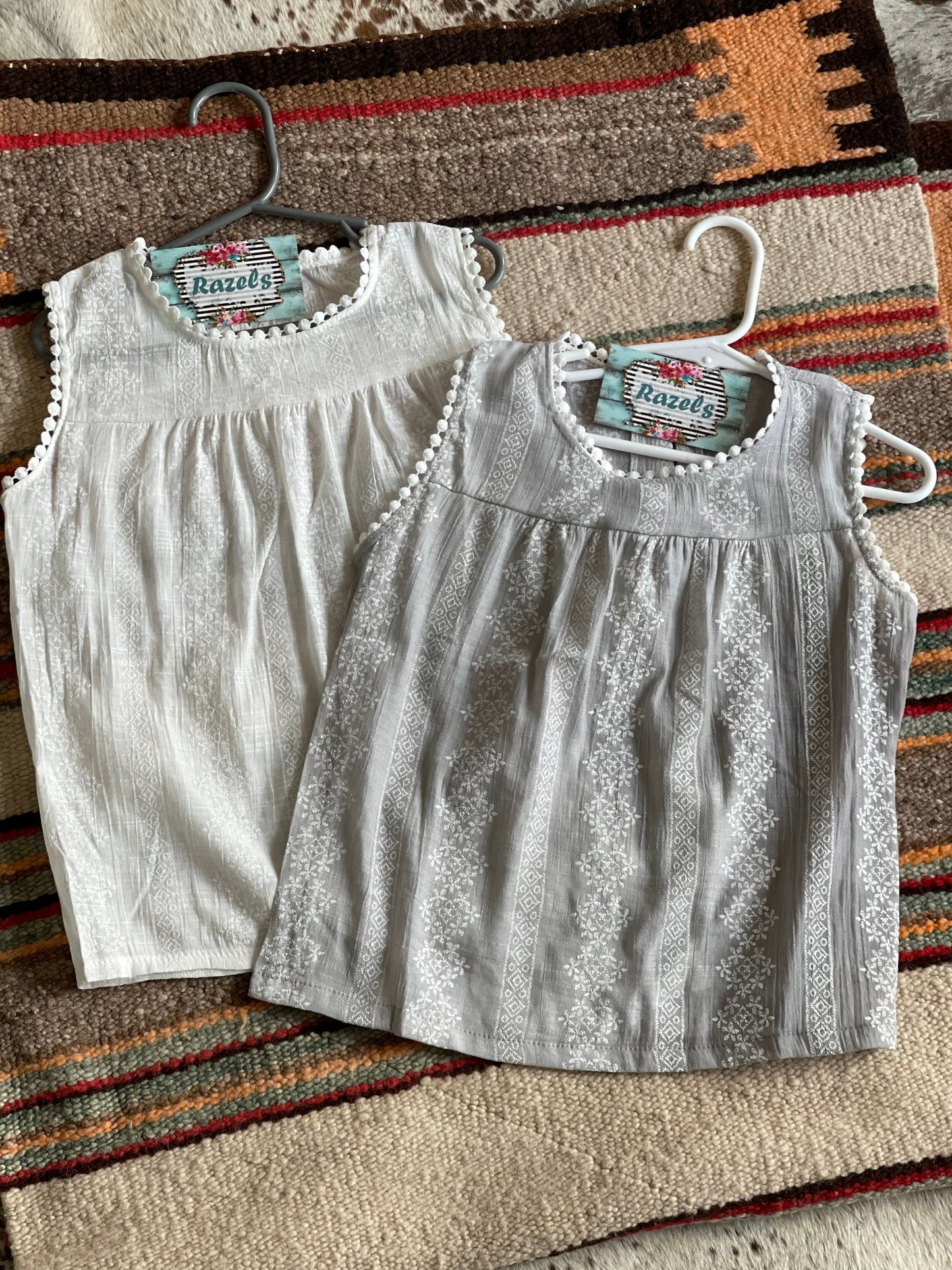 Embroidered Girls Tank Top: Light Cotton Boho Summer Shirt