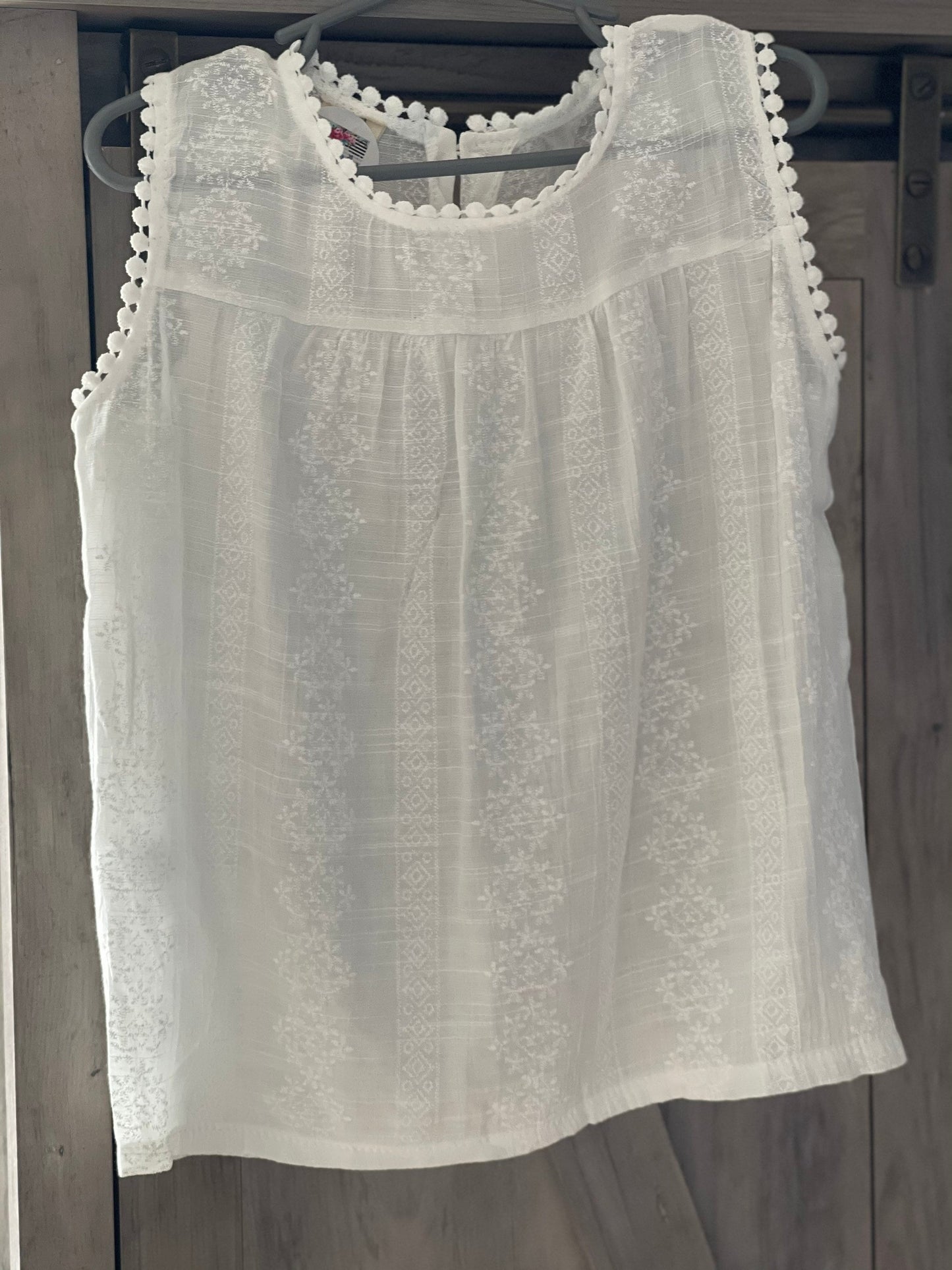 Embroidered Girls Tank Top: Light Cotton Boho Summer Shirt