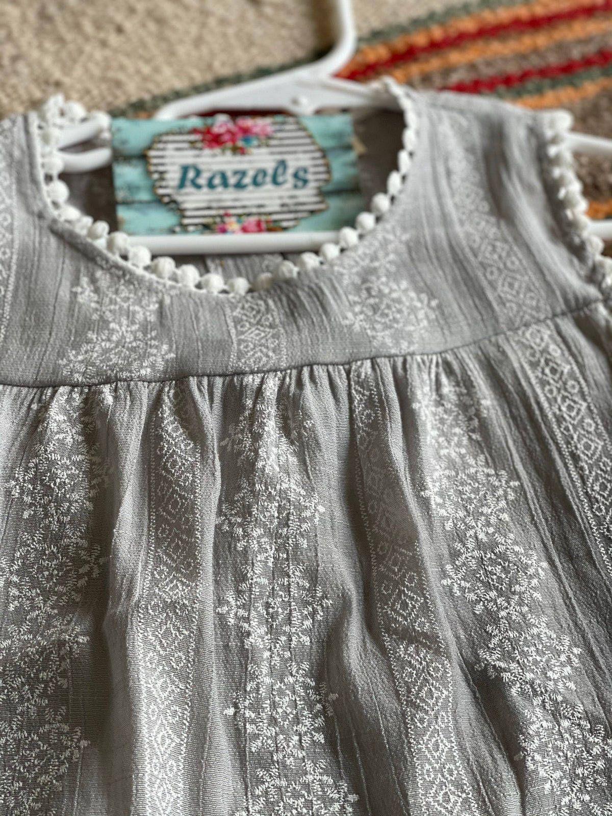 Embroidered Girls Tank Top: Light Cotton Boho Summer Shirt