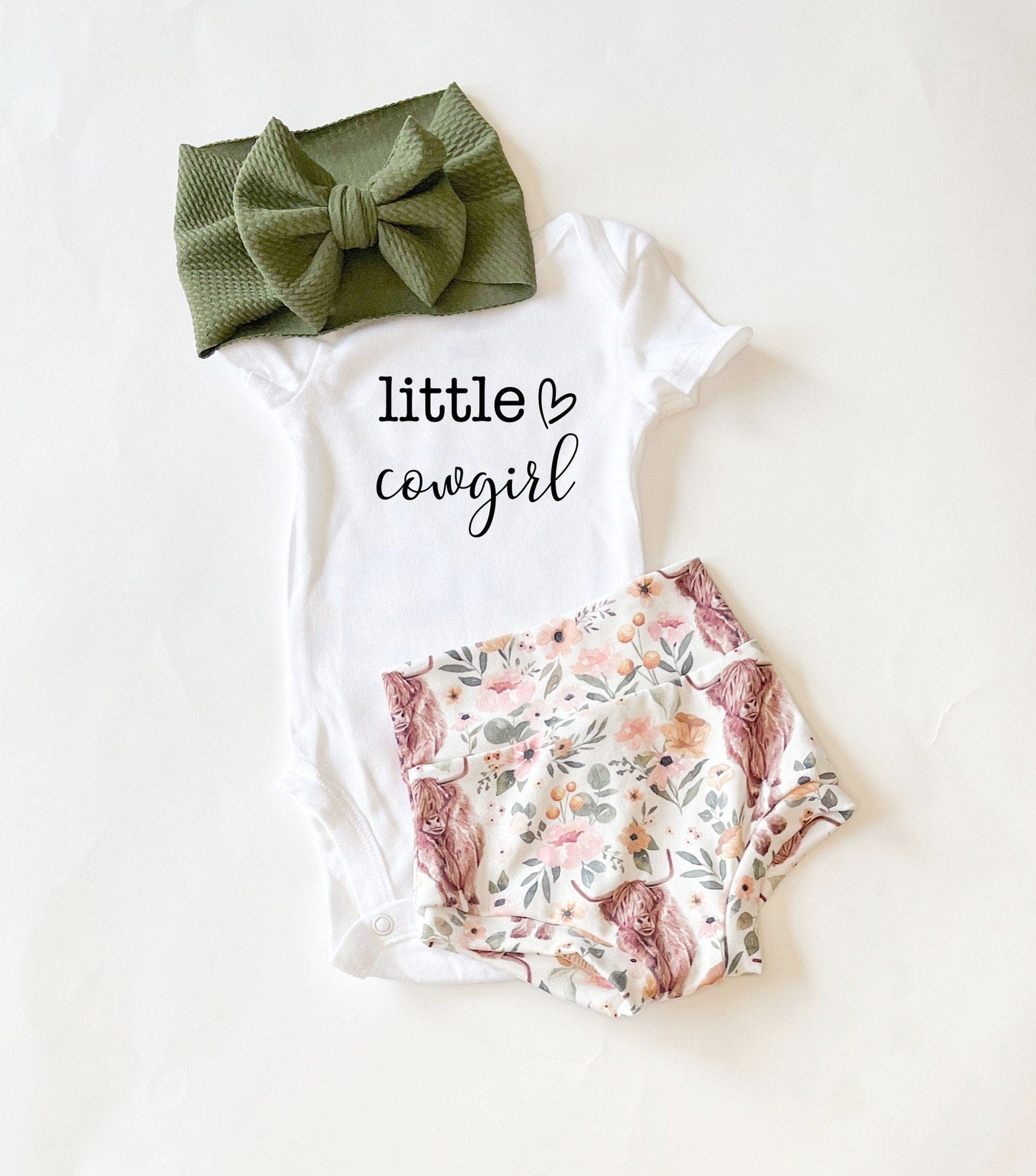 Little Cowgirl Highland Cow Bummies Set