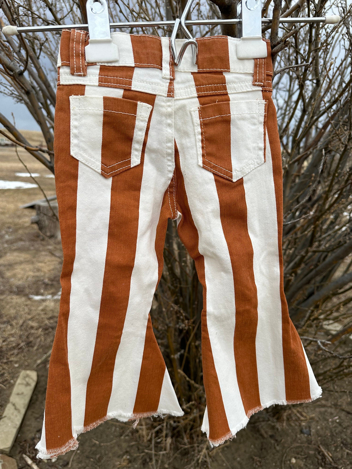 Girls' Striped Bell Bottom Jeans, Toddler Striped Pants