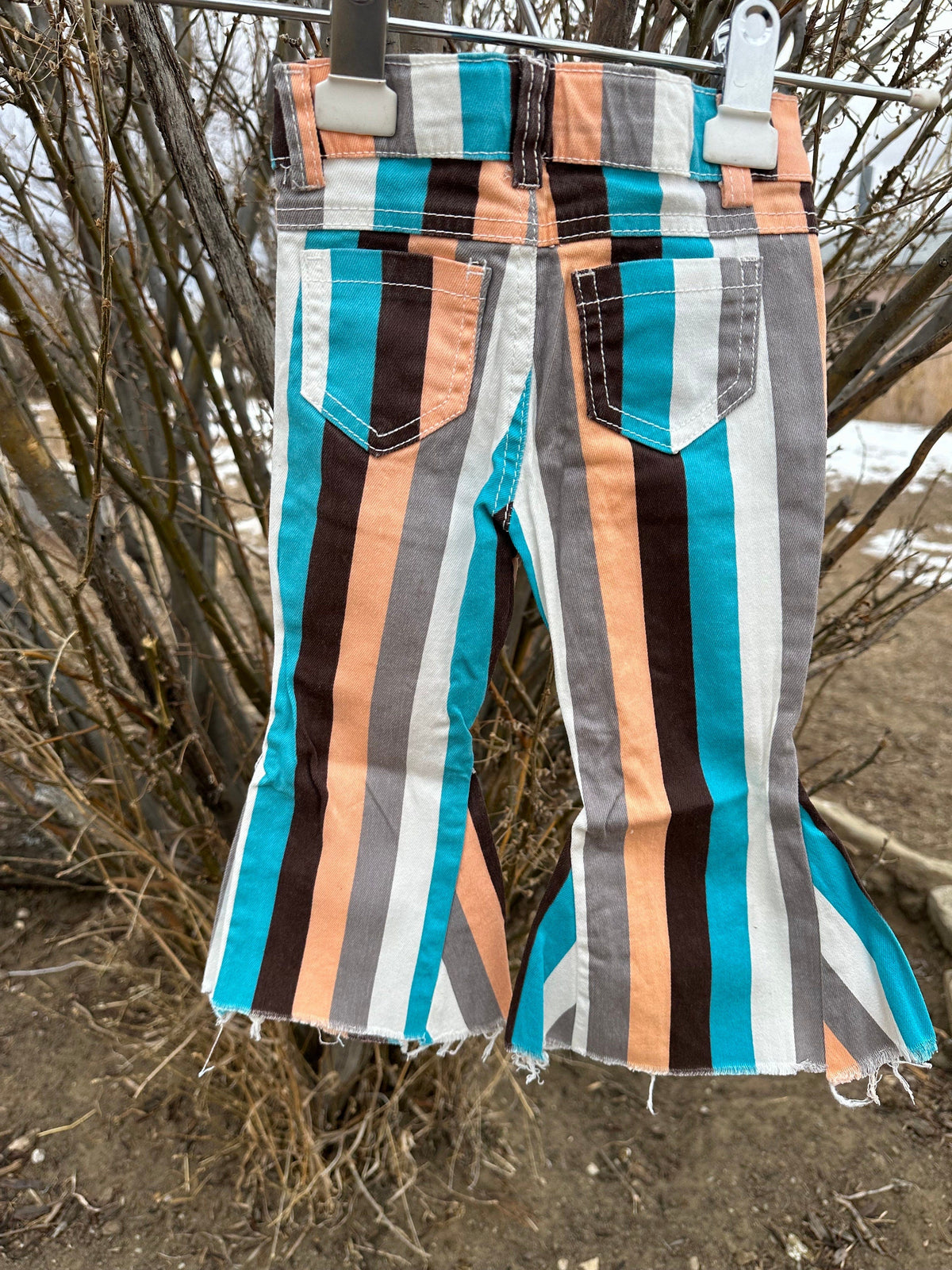Girls' Striped Bell Bottom Jeans, Toddler Striped Pants