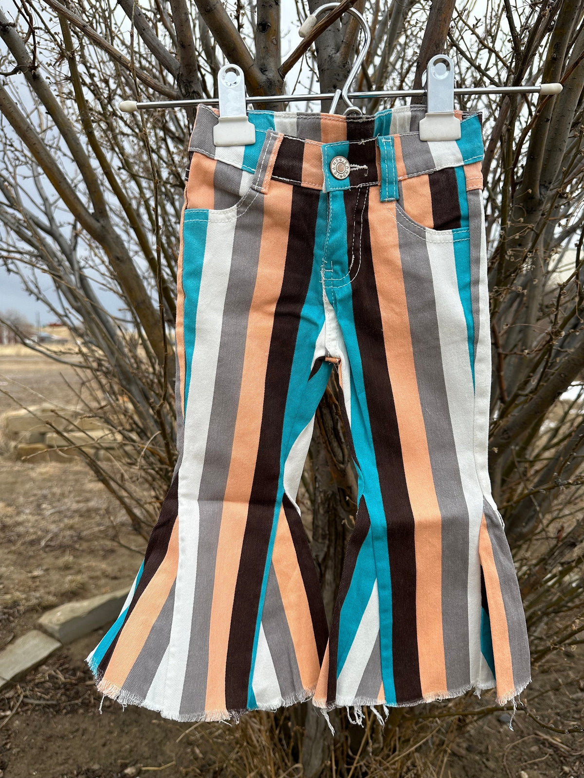 Girls' Striped Bell Bottom Jeans, Toddler Striped Pants