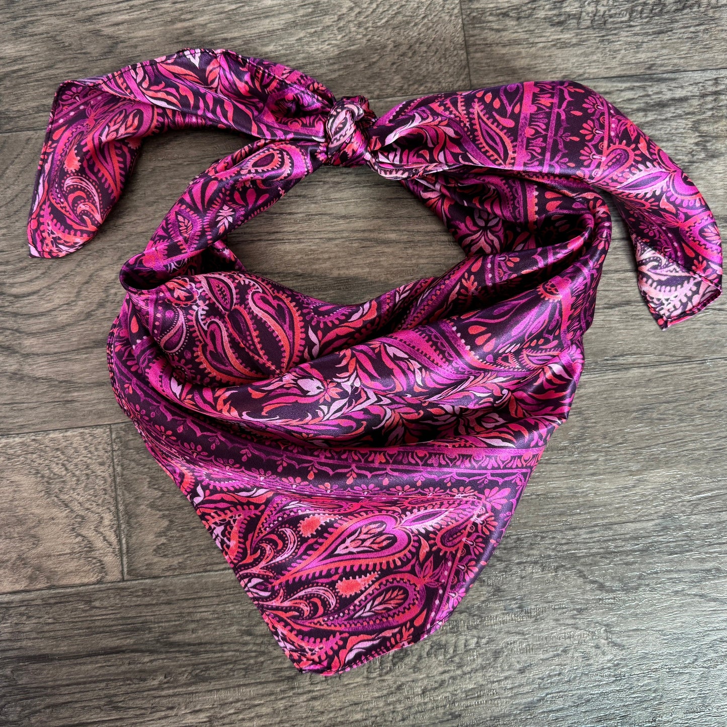 100% Silk Wild Rag Dark Pink Quilted Paisley by Double B Wild Rags