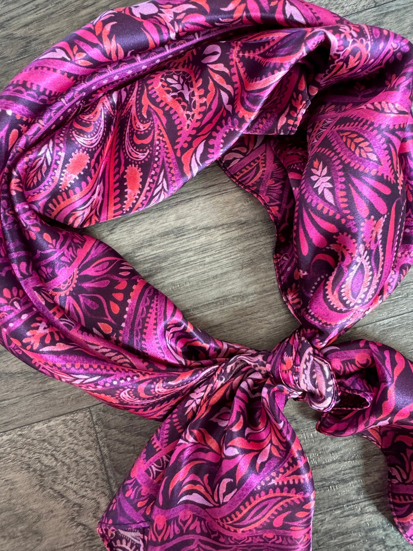 100% Silk Wild Rag Dark Pink Quilted Paisley by Double B Wild Rags