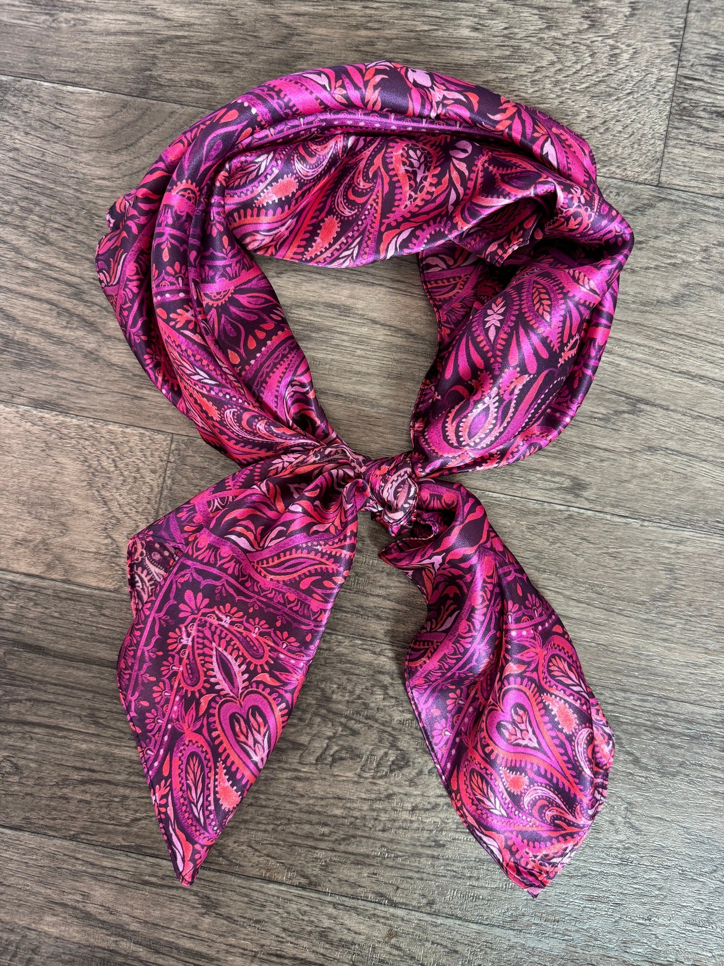 100% Silk Wild Rag Dark Pink Quilted Paisley by Double B Wild Rags