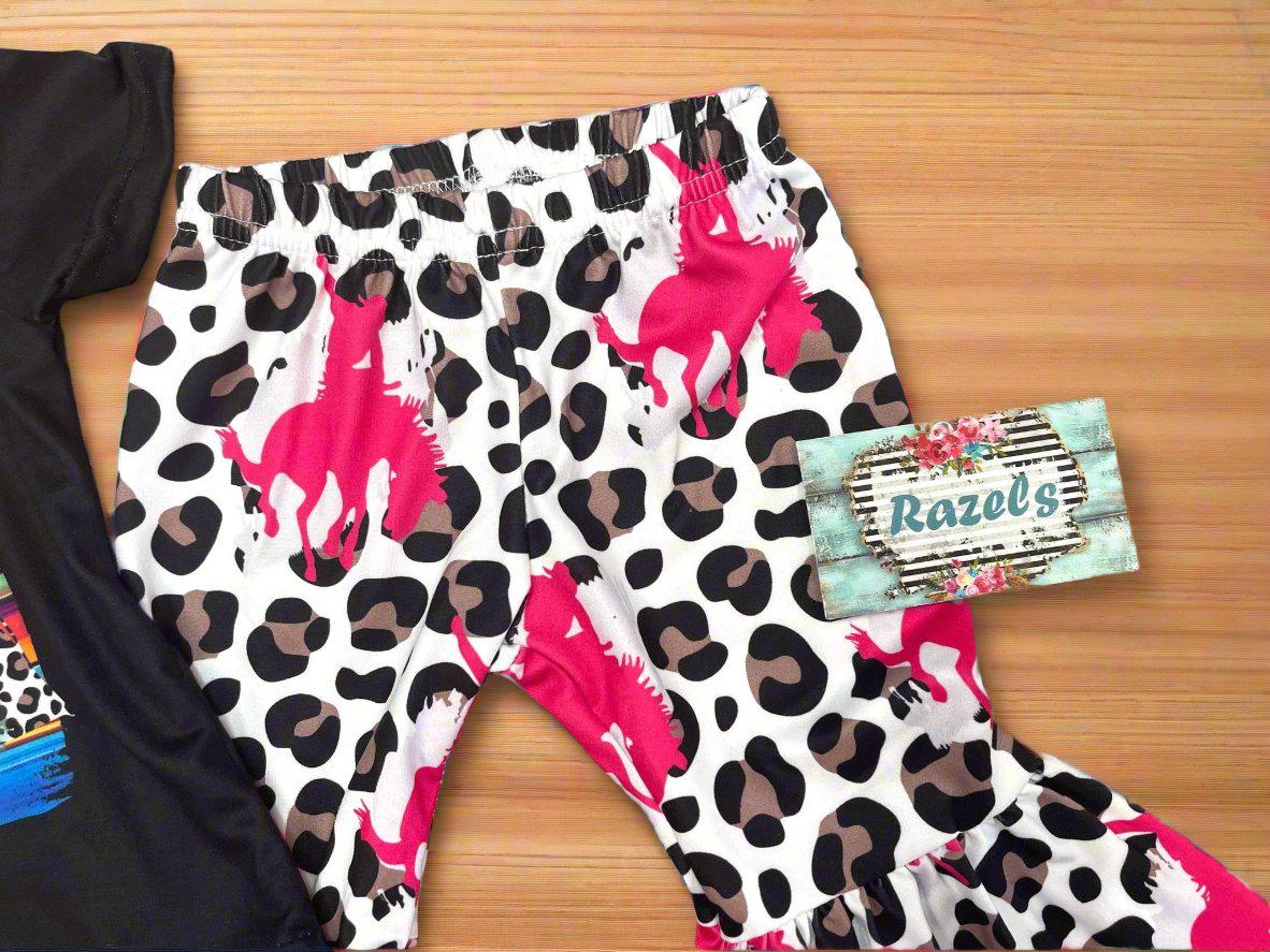 Hot Pink Bronc Rider Bell Bottom Outfit for Girls | Western Cowgirl Set