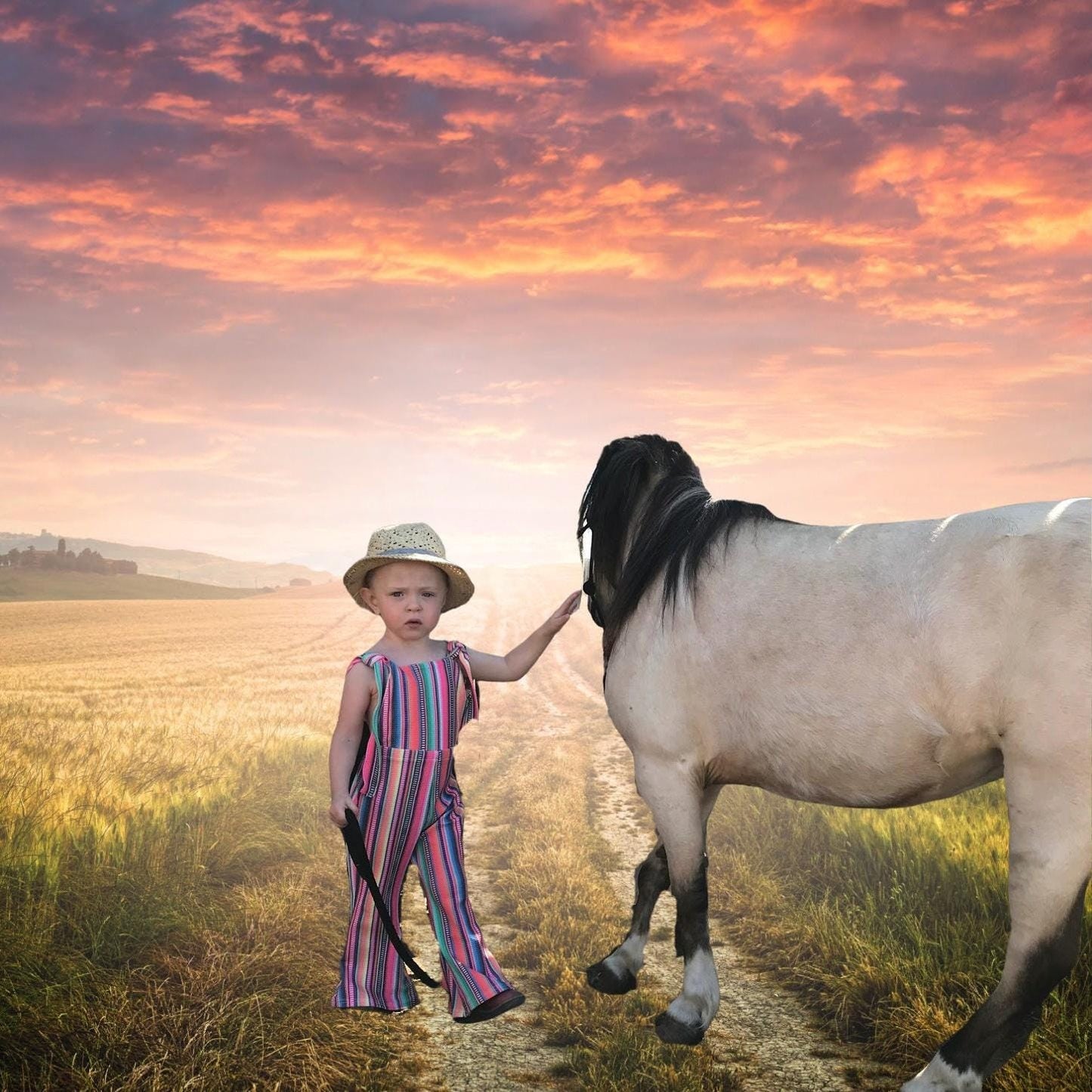 Toddler Girl Blue Jumpsuit: Serape Striped Overalls, Suspender Pants