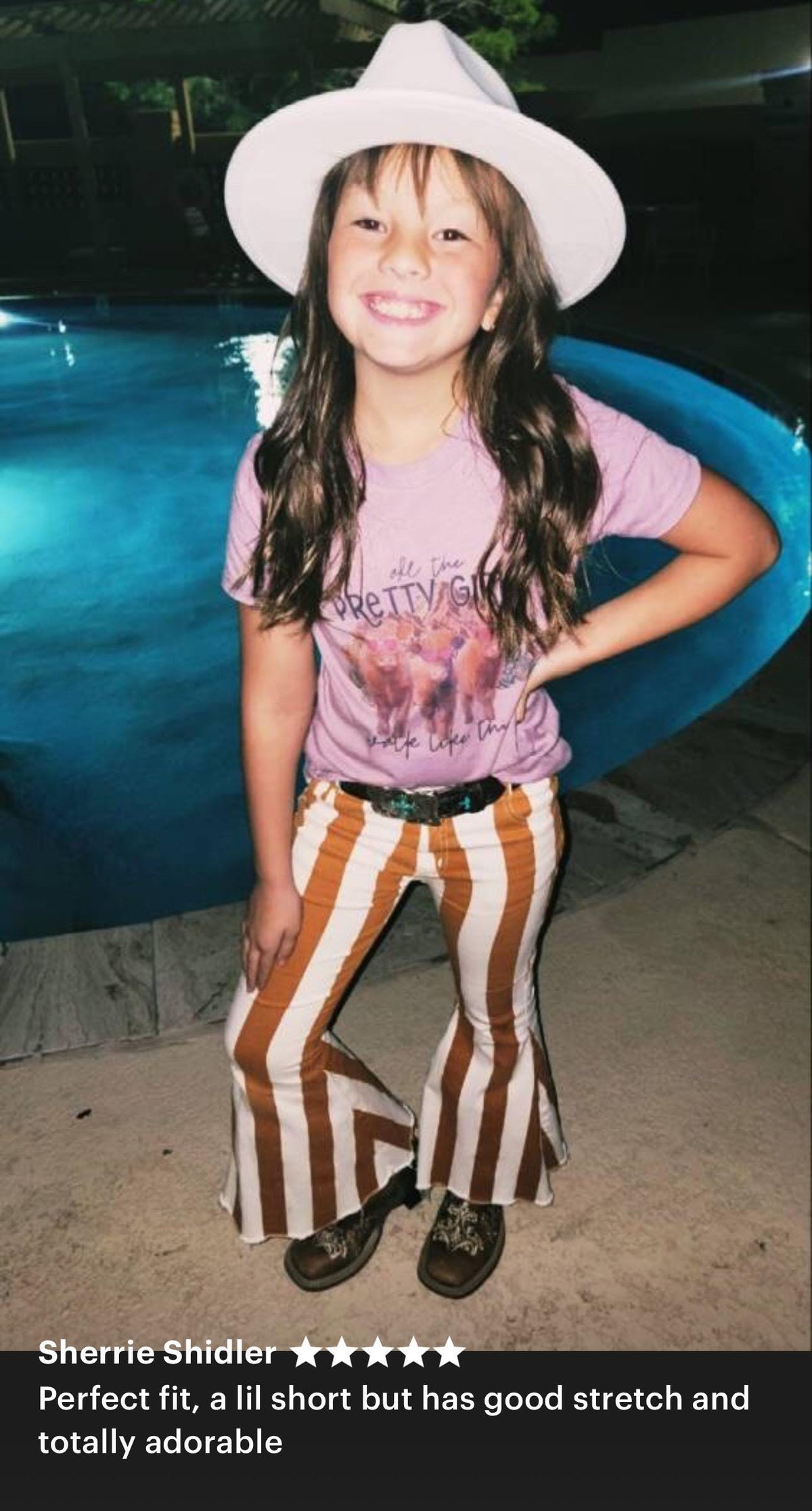 Girls' Striped Bell Bottom Jeans, Toddler Striped Pants