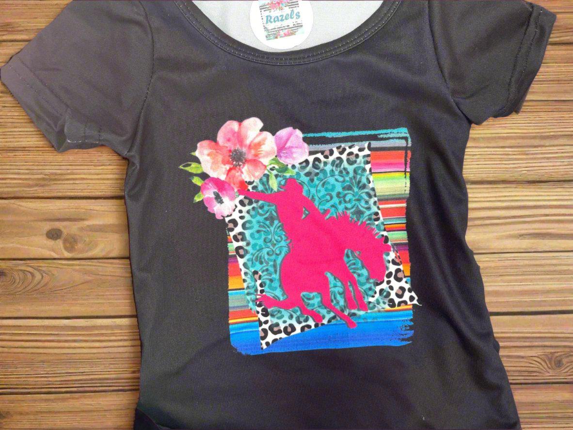 Cowgirl Bell Bottom Outfit: Pink Bronc Rider Set