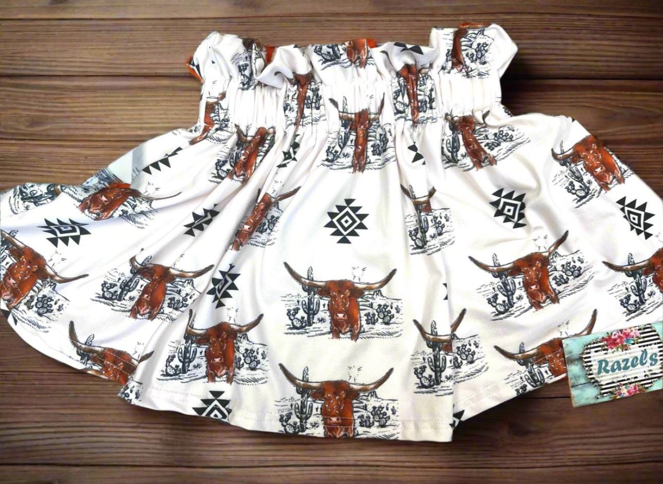 Girls' Longhorn Aztec Print Skirt: Western Rodeo Kid Style
