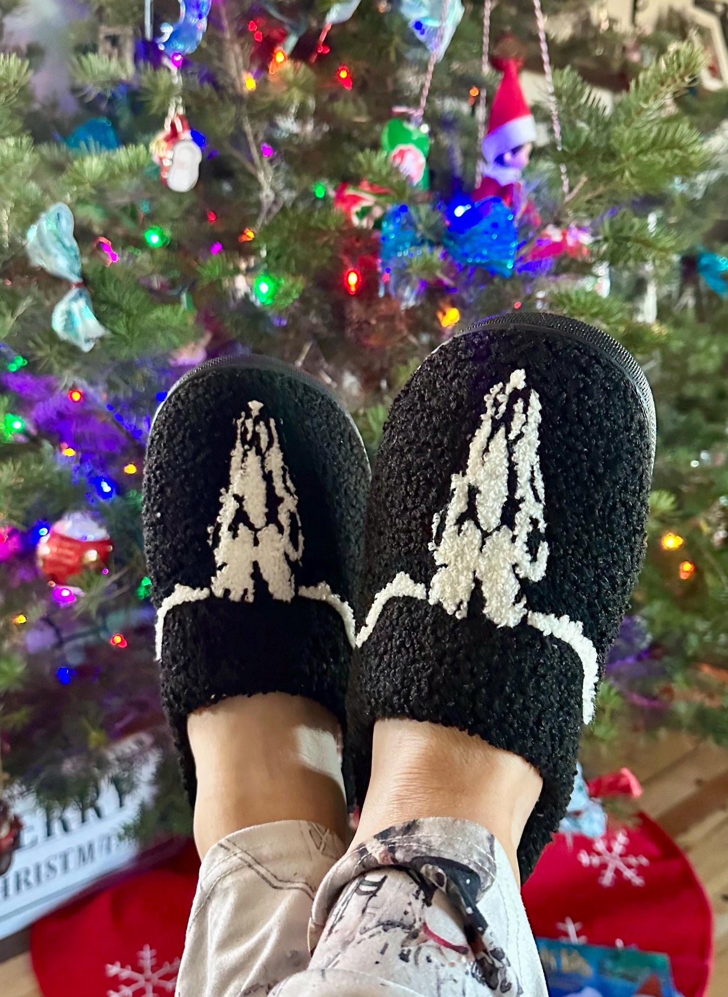 Longhorn Skull Slippers, Western Fall Halloween Shoes