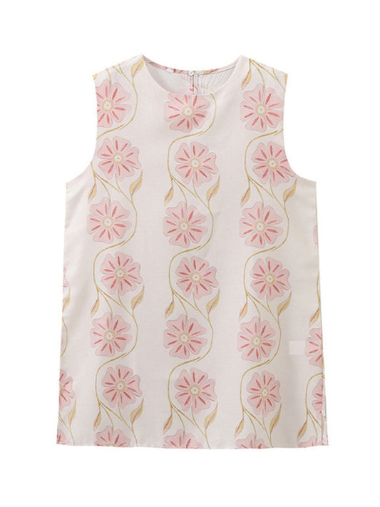 Floral print sleeveless short dress