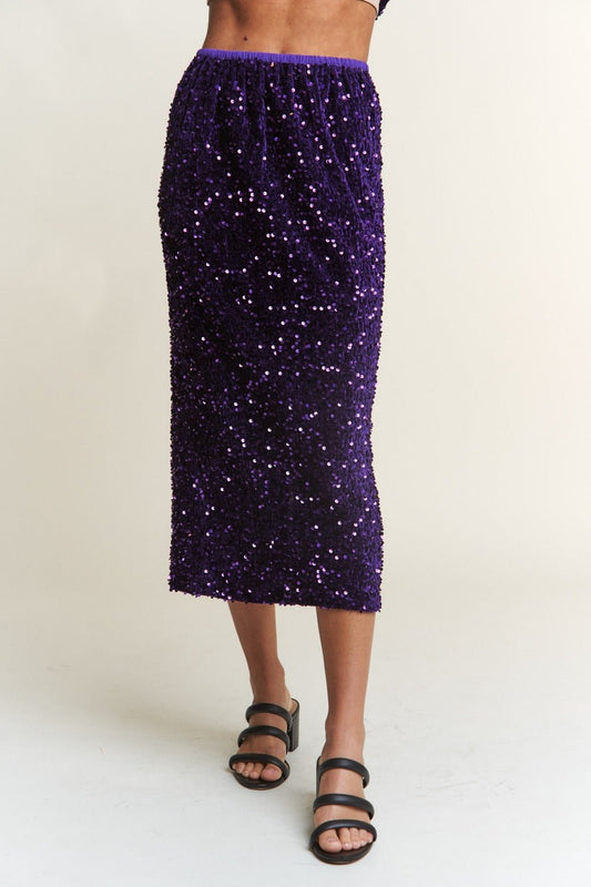 J.NNA Sequin Back Slit Midi Skirt - SmorgeousByGina
