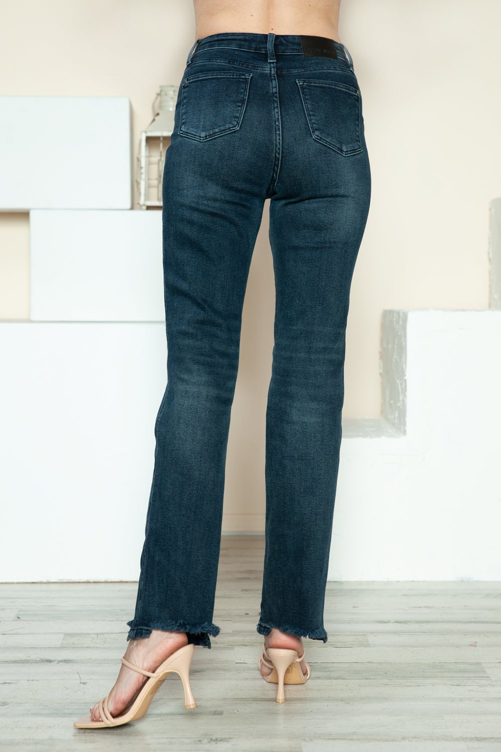 Judy Blue Full Size Button Fly Hem Destroy Straight Jeans - SmorgeousByGina